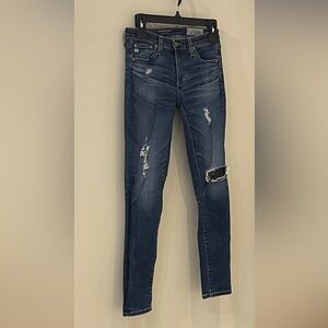 AG Adriano Goldschmied Ripped Skinny Jeans Medium Wash